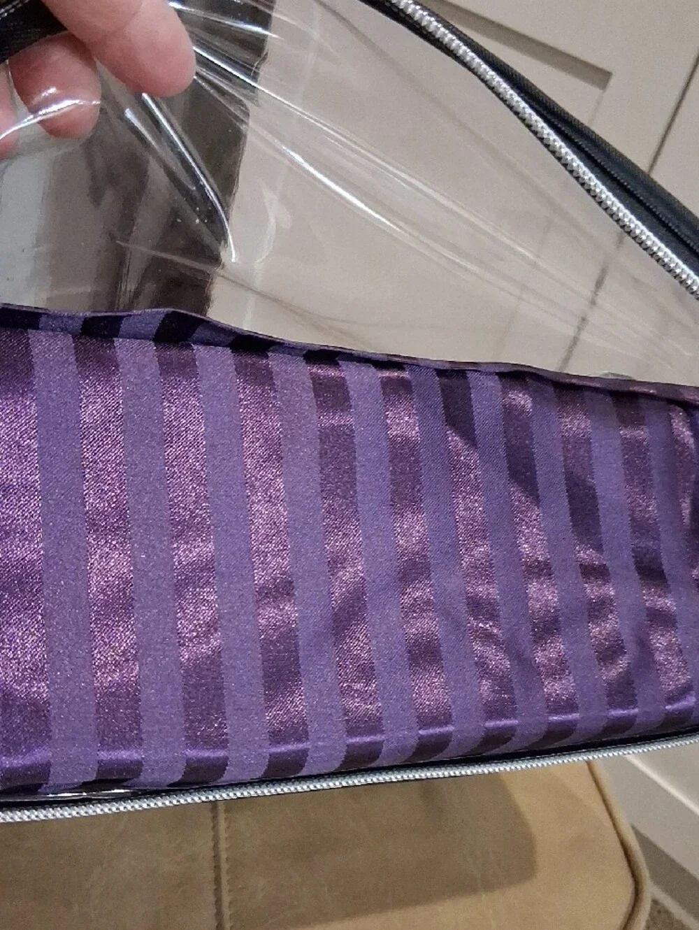 Que Satin Embrace Queen Sheet Set - Deep Purple Stripes